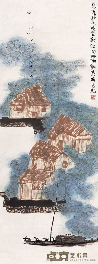 方骏 江南细雨 立轴 96×36.5cm